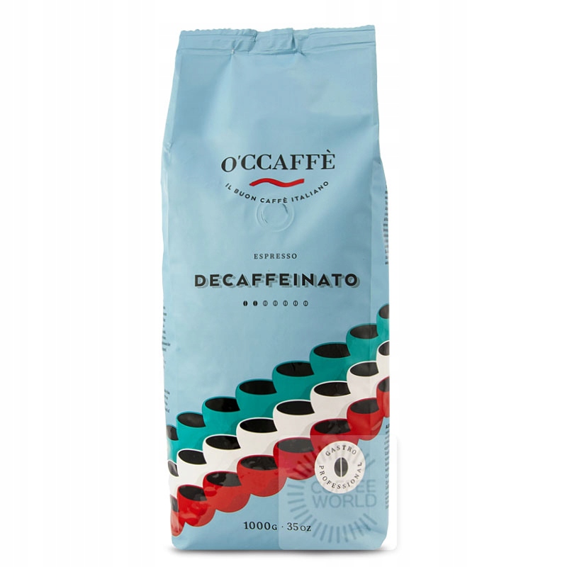 Kawa ziarnista Occaffe Espresso Decaffeinato 1kg łagodna bezkofeinowa