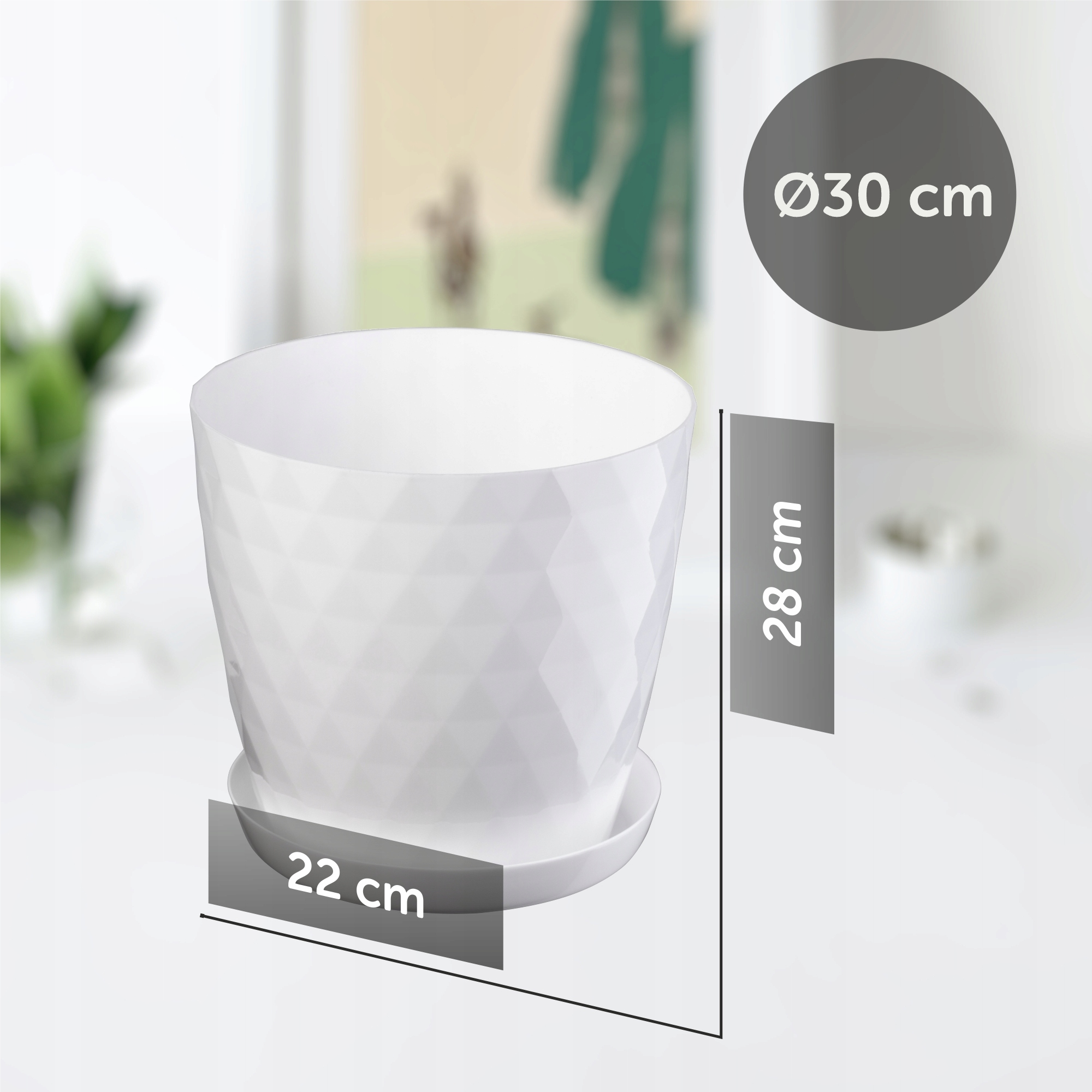 DONICZKA PLASTIKOWA Z PODSTAWKĄ DONICA OSŁONKA NA KWIATY 30cm BIAŁA KADAX Marka Kadax