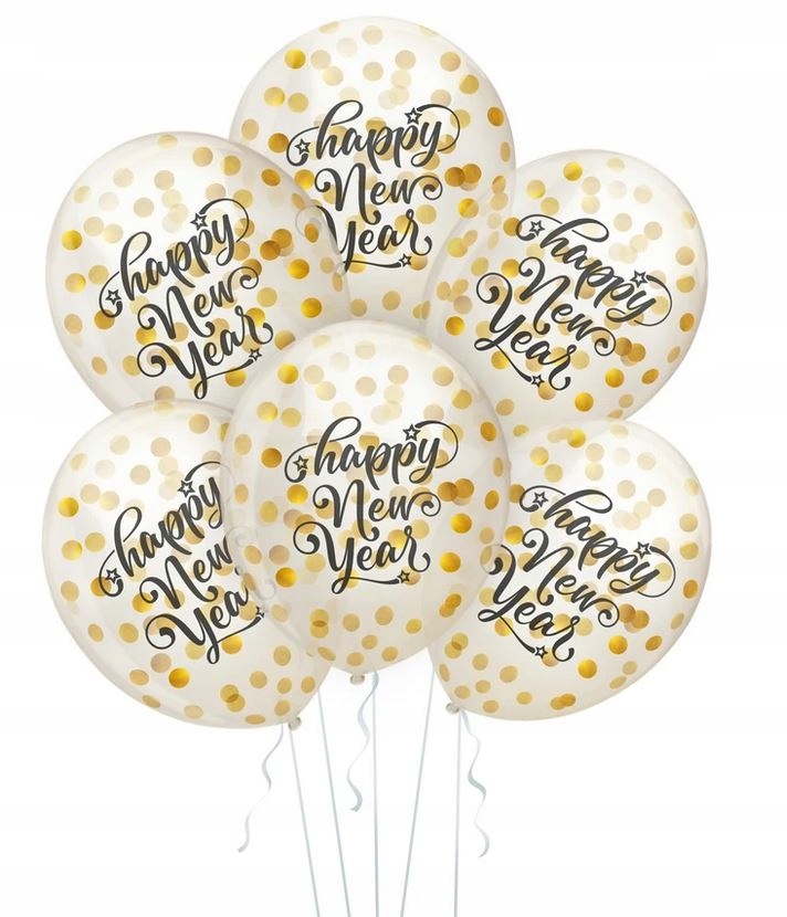 

Balony Na Sylwestra Konfetti Happy New Year 6 szt.