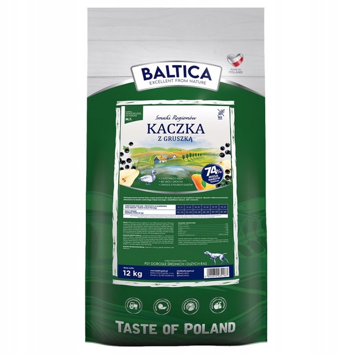 Suché krmivo pro psa Baltica Příchutě Regionů Kachna s hruškou M L 12 kg