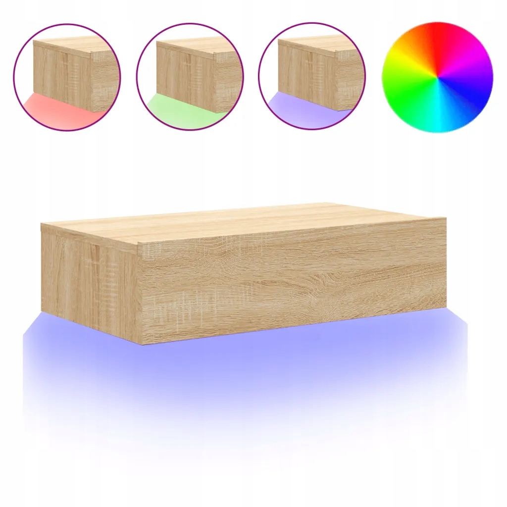 Led Rtv skříňka Rgb, materiál na bázi dřeva, dub sonoma, 60x35x15,5 cm