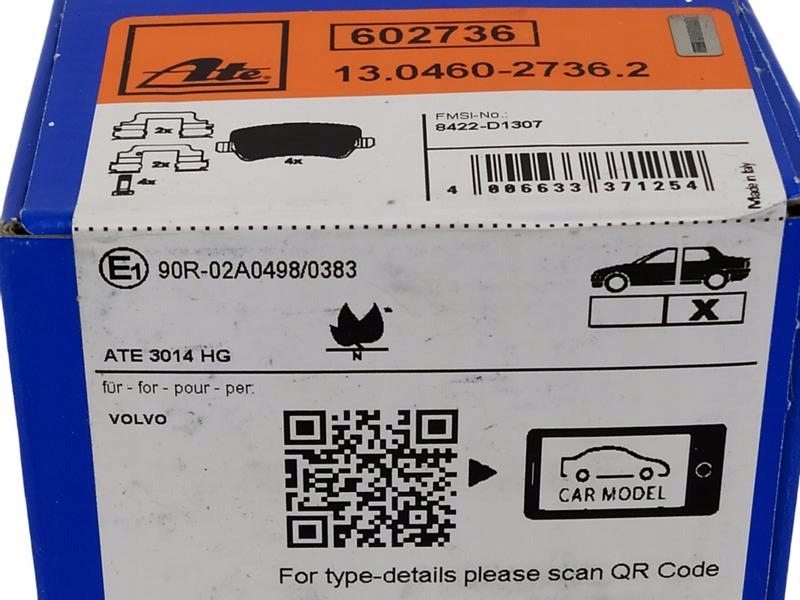 ATE TARCZE+KLOCKI TYŁ VOLVO S60 II S80 II V60 Typ samochodu Samochody osobowe