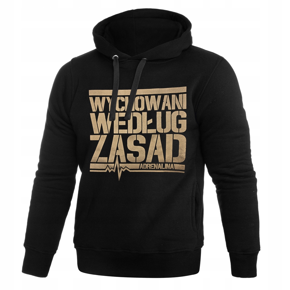 

Czarna bluza meska z kapturem Wychowani Zasady r.M