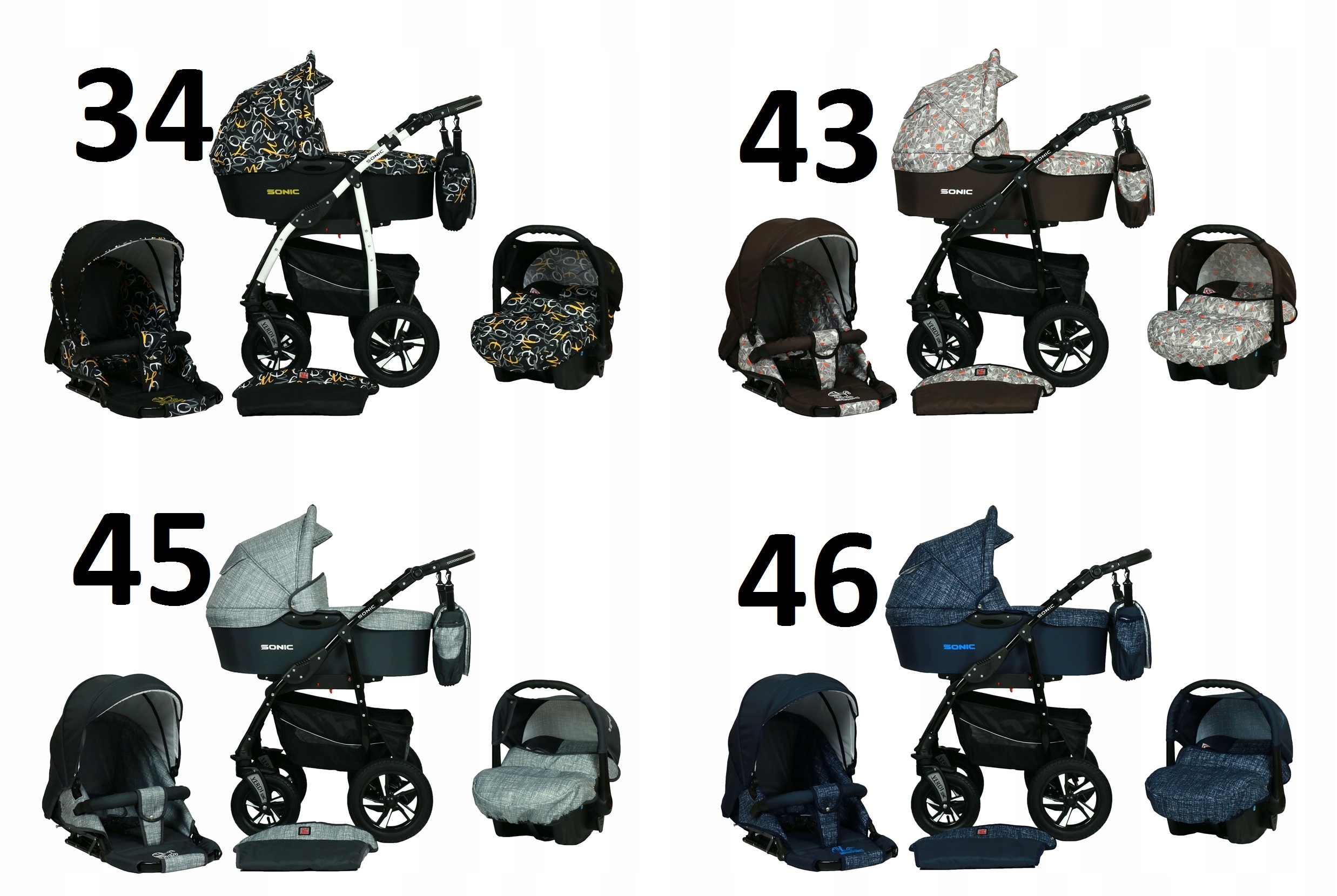 WÓZEK DZIECIĘCY VERDI SONIC 3W1+ TORBA + AKCESORIA Marka Verdi