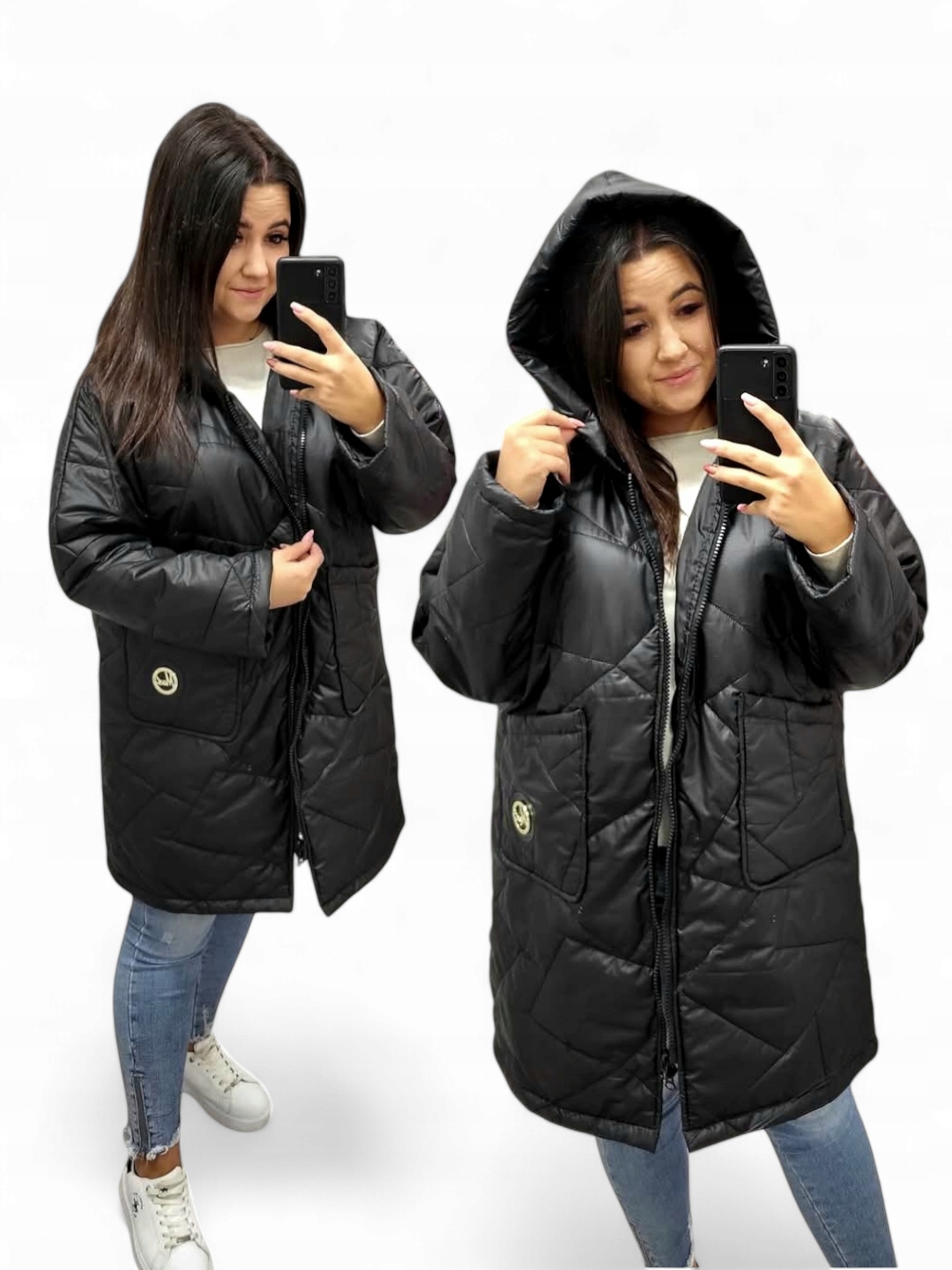 Dámská černá bunda s kapucí velikost 48, 50, 52