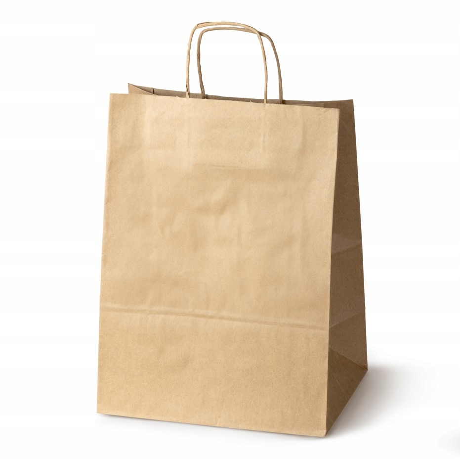 Karton Torby Papierowe 30,5x17x42,5 cm Brązowe 100 Gsm Prezentowe Zakupowe
