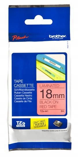 Brother Tape Black on Red 18mm, TZE441