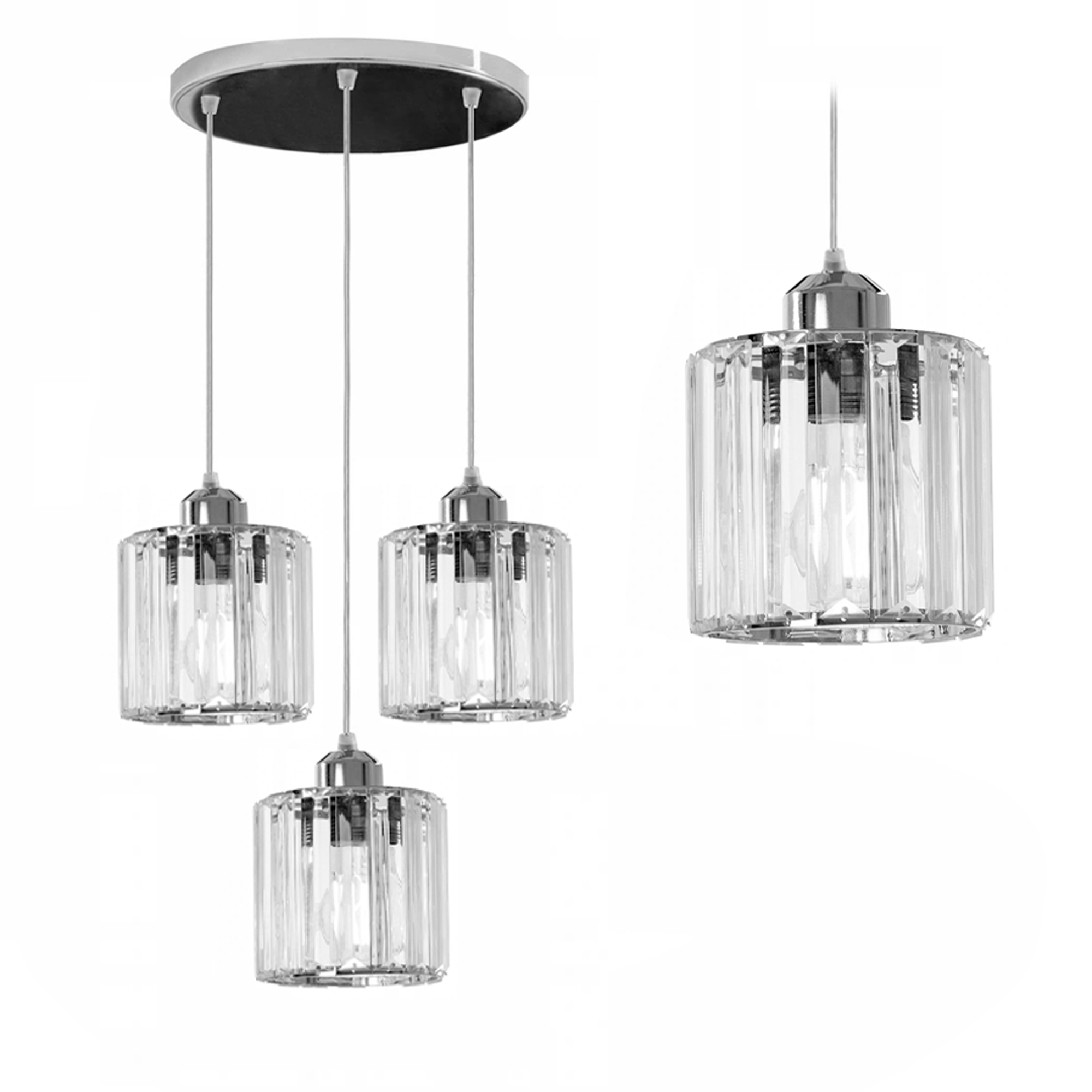 Závesná Kovová Lampa S Okrúhlym Skleneným Krištáľom
