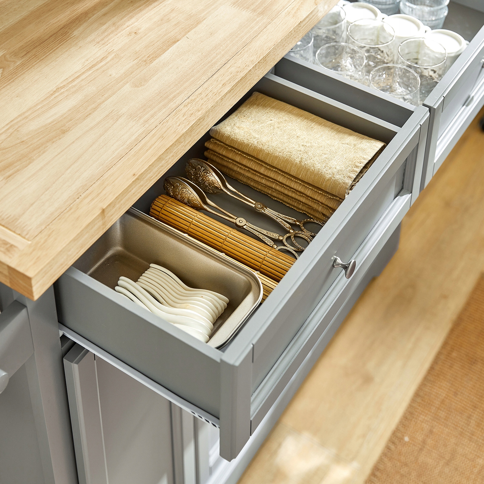 Wyspa kuchenna Szafka kuchenna Stół Barowy Składany Blat kółkach FKW71-HG Wysokość mebla 92 cm