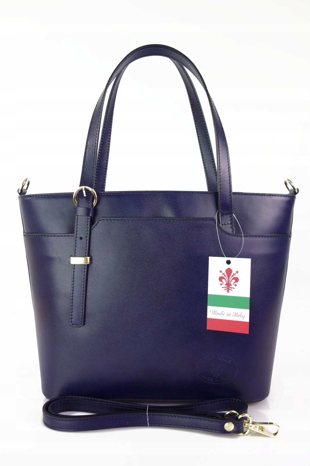 Italská kabelka Vera Pelle kufřík klasická Námořnická Modrá