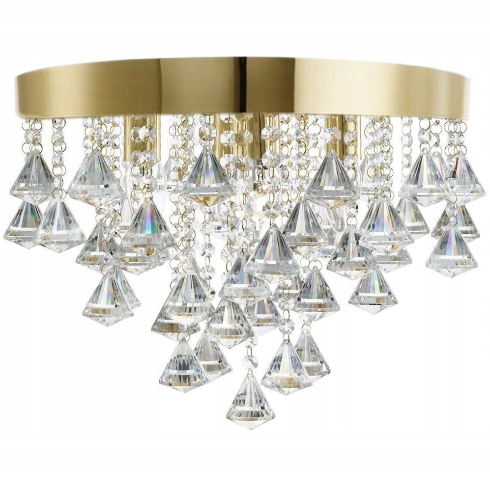 Zlatá Stropná Lampa Stropné Svietidlo Glamour Do Obývačky Kryštálová