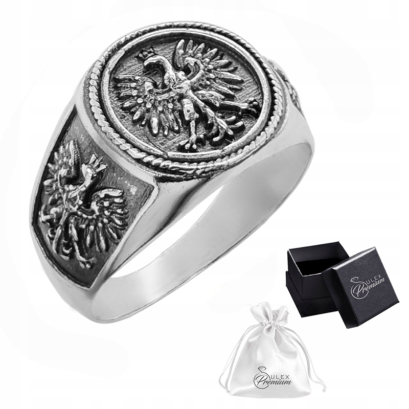 Signet Vlastenecký stříbro ryzost 925 Prsten Polské orli Dárek vel. 26