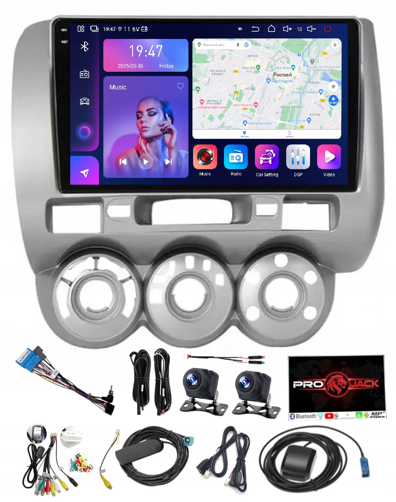 Bluetooth Navigace A Android Carplay Honda Jazz 2001-2008 8/256 Gb Sim
