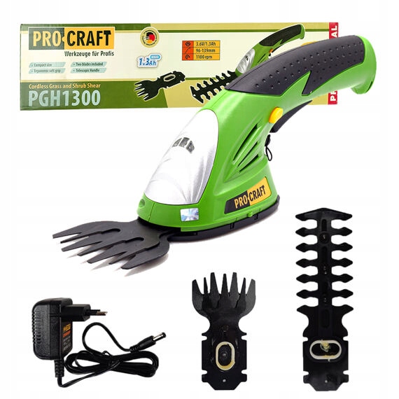 Procraft PGH1300 aku nůžky na trávu a keře 3,6V/1,3Ah, lišta na távu a živý