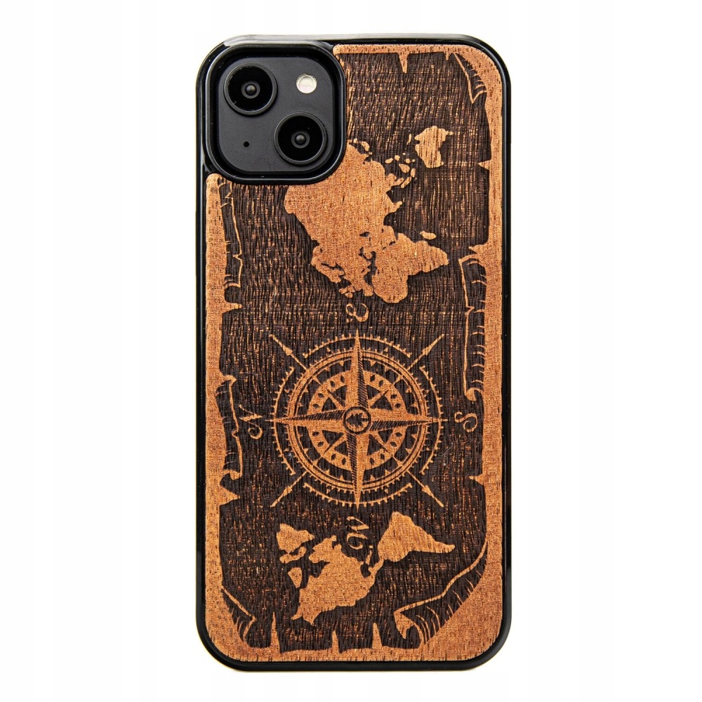 Dřevěné Pouzdro Bewood pro iPhone 15 Plus Růže Větrů Merbau