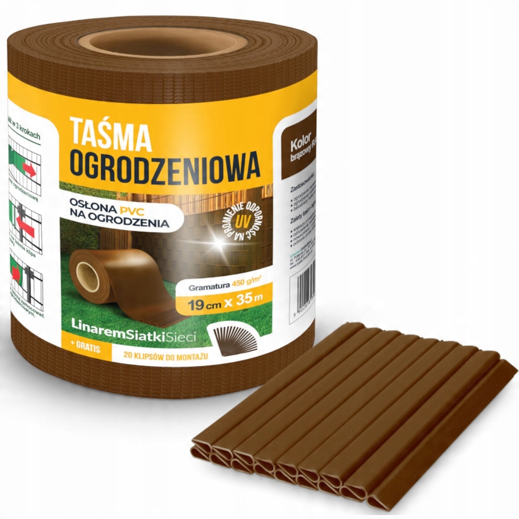 

Taśma Ogrodzeniowa 190x35m Ogrodzenie Płot Brązowa