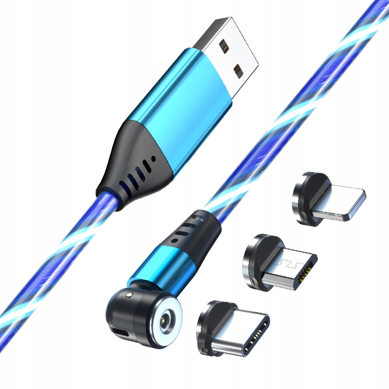 

Kabel Magnetyczny Obrotowy Świecący 3w1