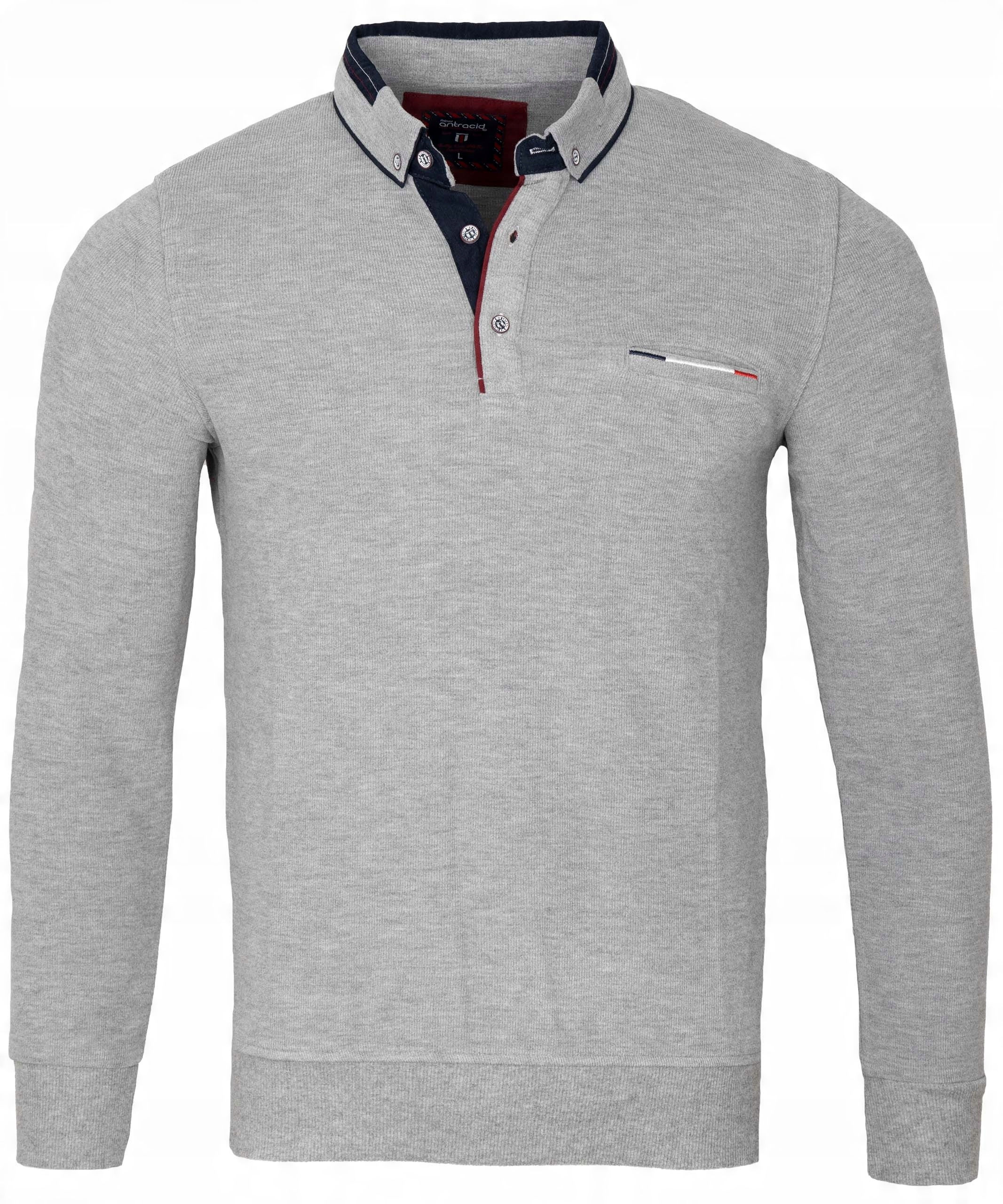 

Bluza męska sweter Polo, Antracid, bawełna, 5XL