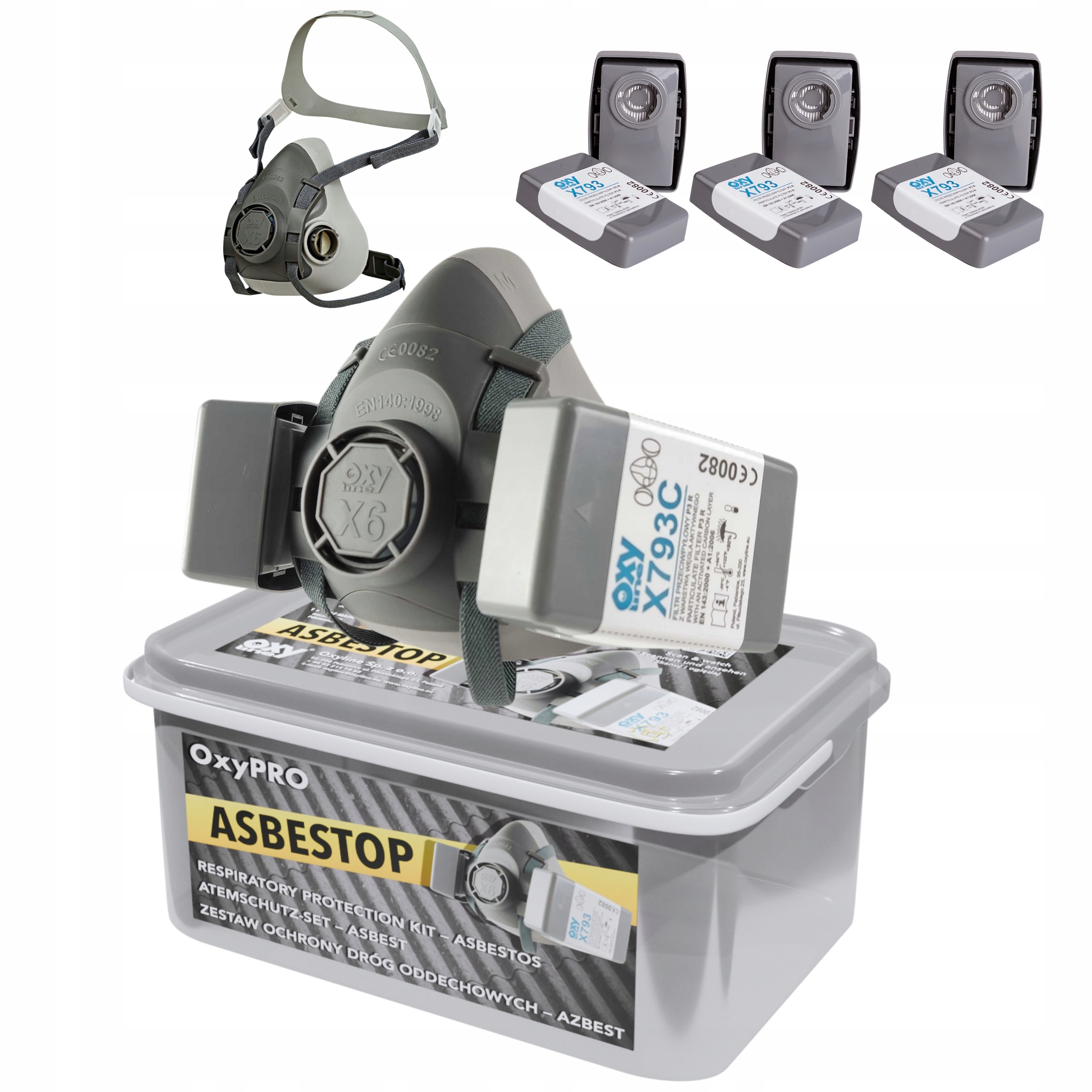 Sada Ochranná protiprachová polomaska ffp3 pro práci s Azbestem P3