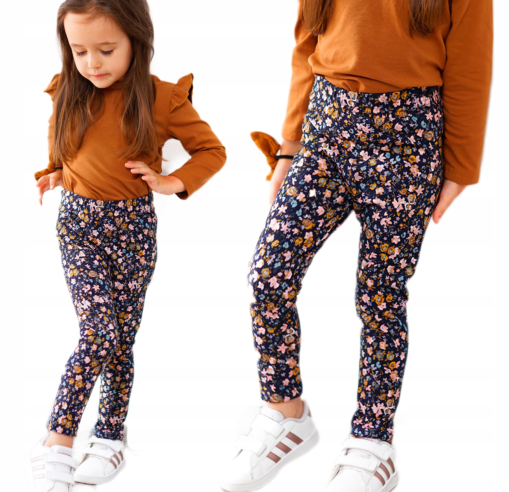 

Legginsy spodnie getry Kwiaty -92 Granatowy Baya