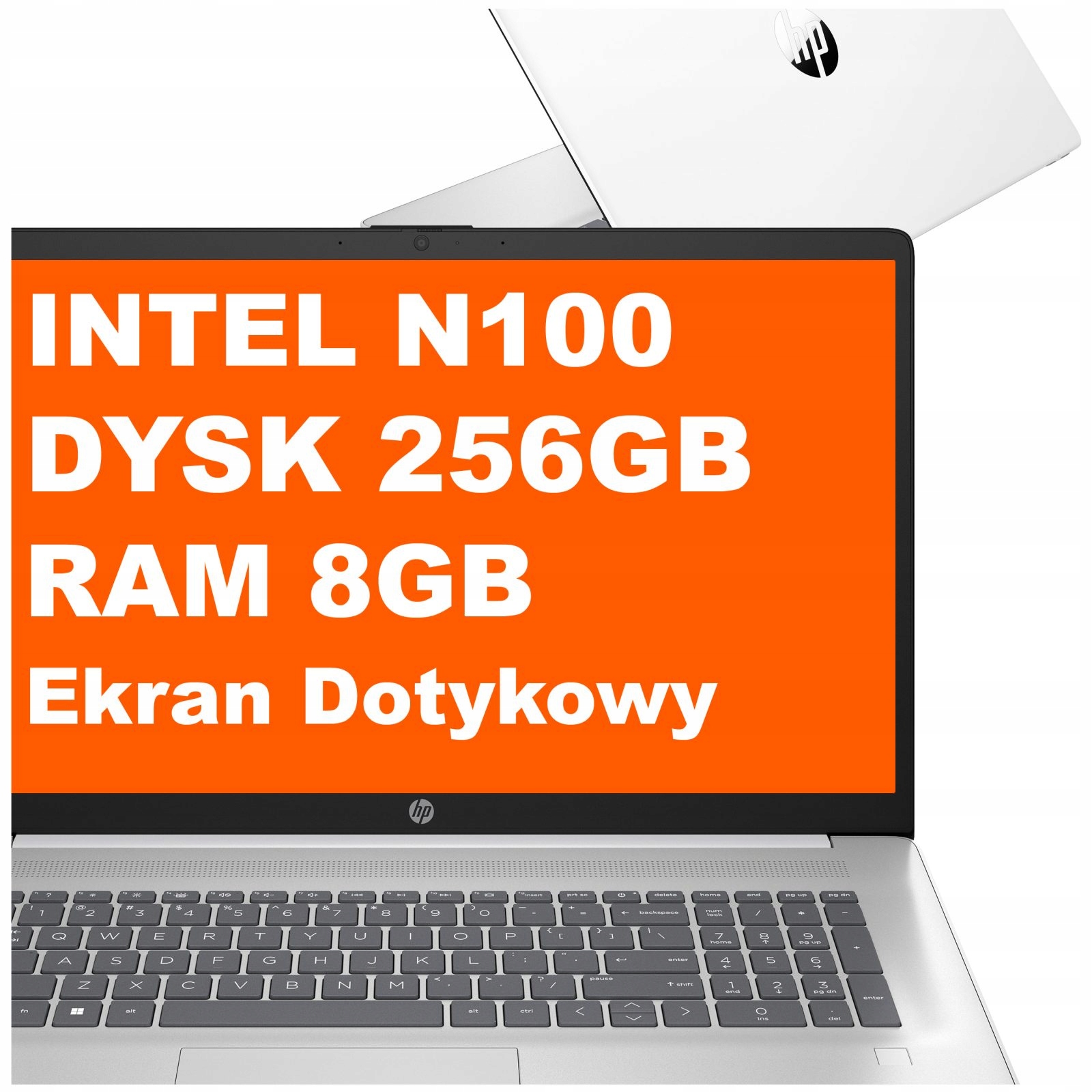 Biały dotykowy Laptop edukacyjny Hp 17 Intel N100 8GB 256GB Win 11