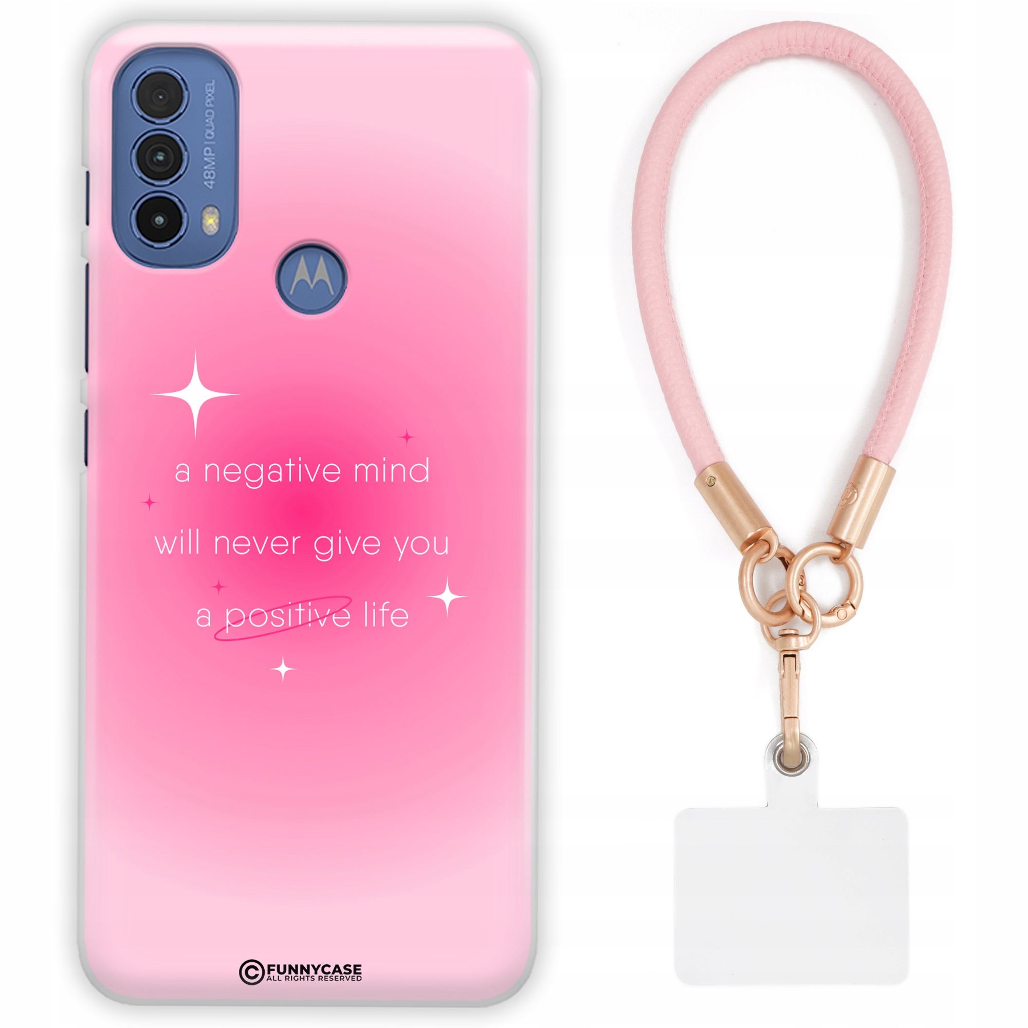 Pouzdro Pro Motorola E30 Case Ženské Afirmace Růžová Kožené Vodítko Vzory