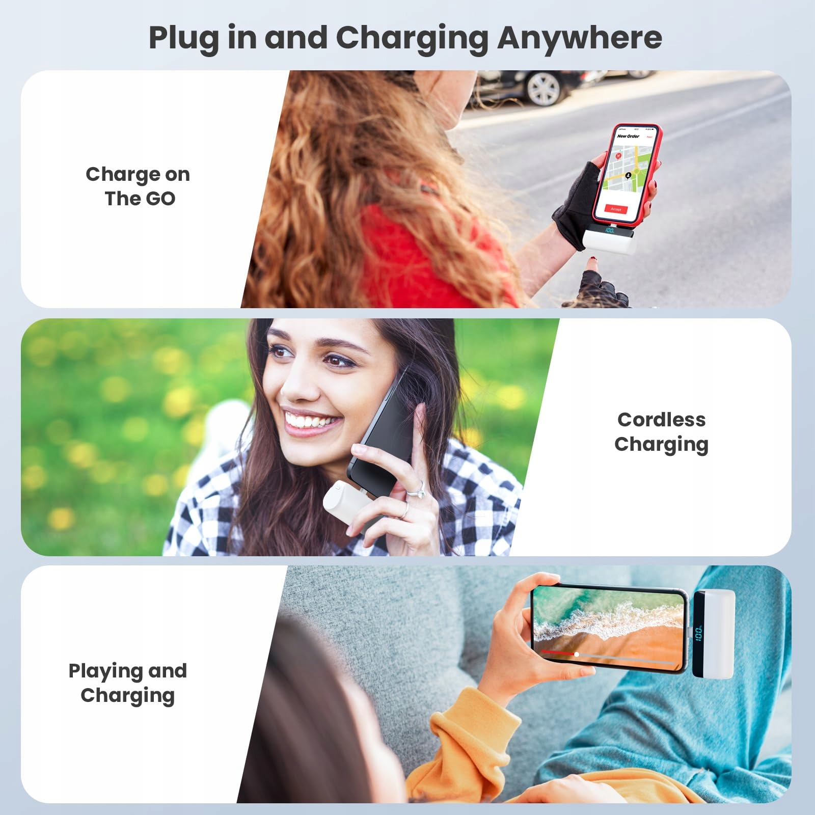 FEOB Mini Power Bank 5200mAh USB C LCD Do iPhone Samsung Android — miniatura 7