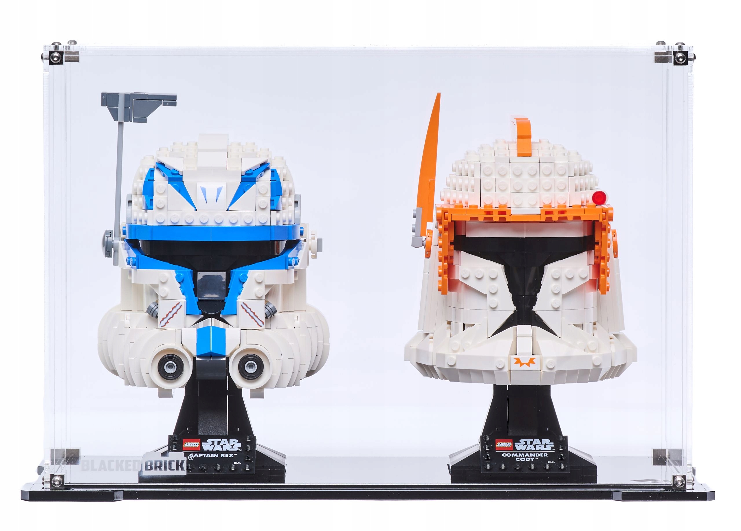 Vitrína Blacked Brick pre 2x Lego Helma Star Wars Marvel Heroes DC