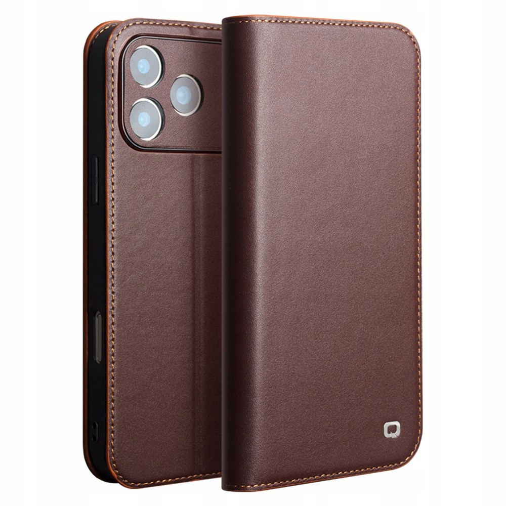 Skórzane Etui z klapką do iPhone 17 Pro, Qialino Leather Wallet, Obudowa