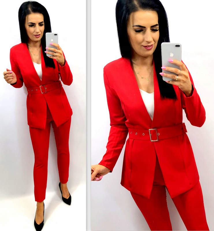 Garnitur damski z paskiem i klamrą CHABER 4XL 48 Kolor niebieski