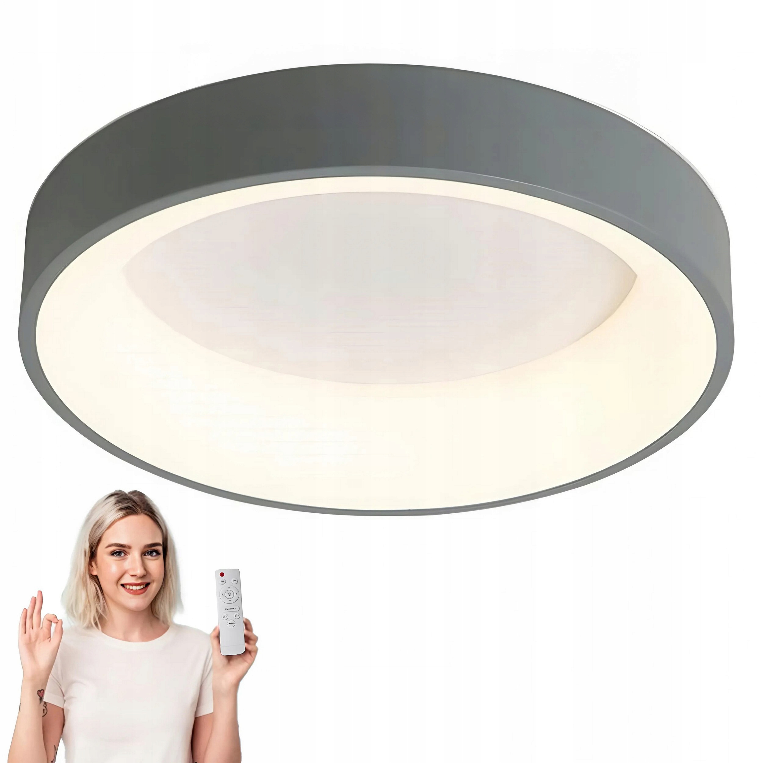 Stropní Svítidlo Stropní Svítidlo Moderní Šedý Stříbrný Led Lustr Dálkový Ovladač 60 CM