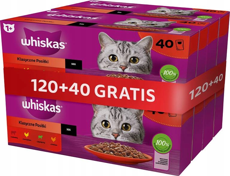 Whiskas Mix smaków Klasyczne posiłki w sosie 120x85g 40x85g