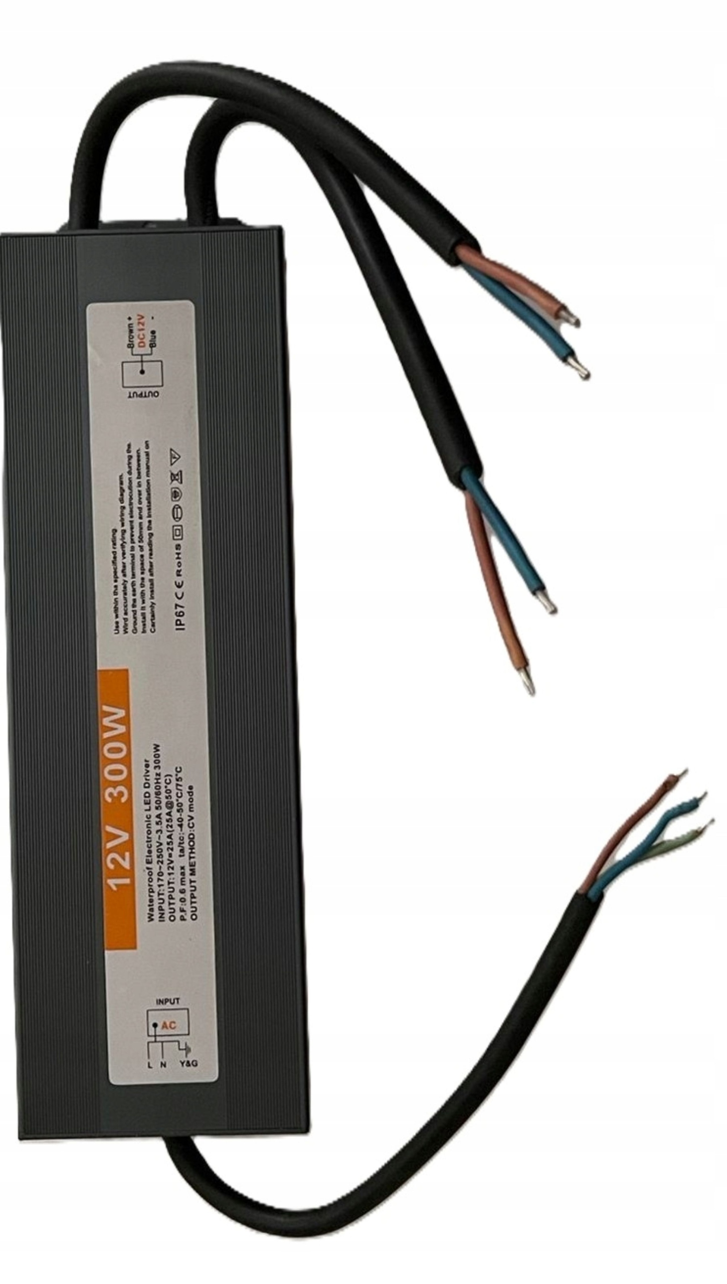 Led zdroj 12V 300W Vodotěsný IP67 transformátor pro Led pásky