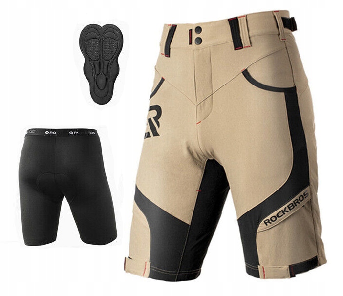 Krótkie spodenki rowerowe 2w1 wkładka 4D Mtb oddychające YPK020 M beż