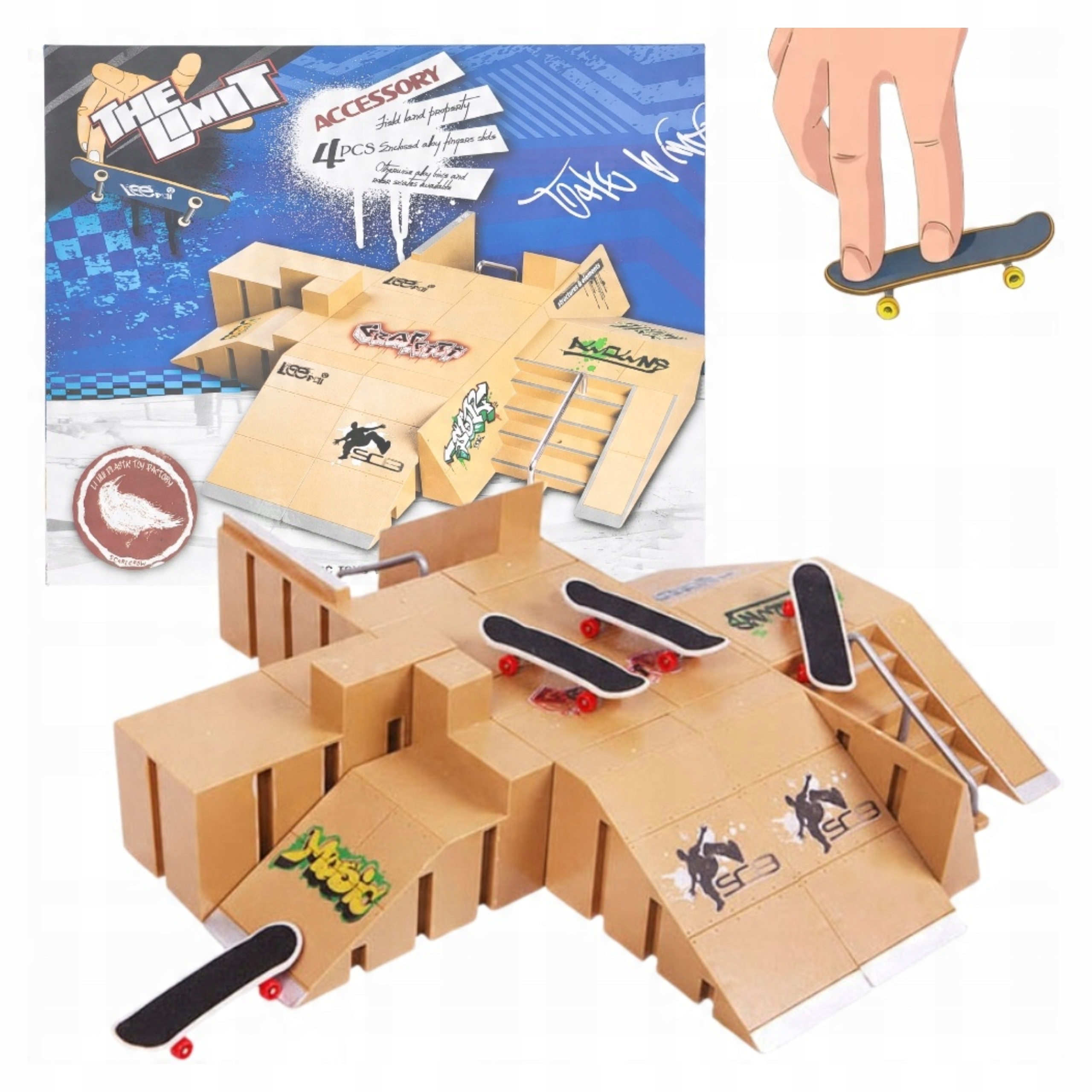 Zestaw Fingerboard Rampa Zabawka Dla Dzieci Skatepark 4 Deskorolki FB-04