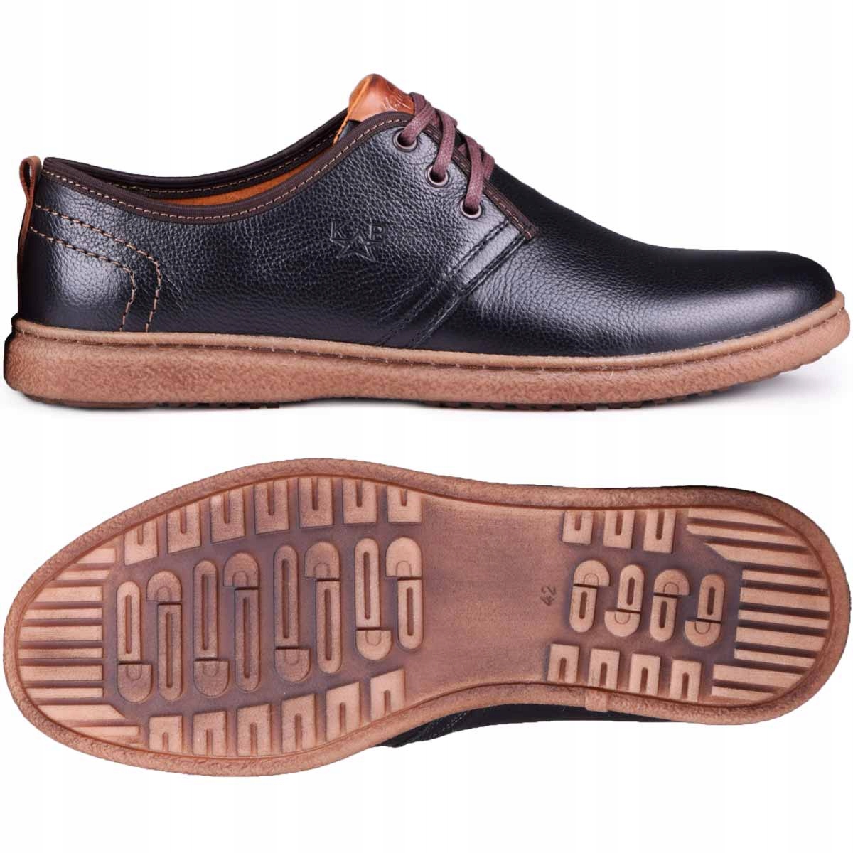 

Buty męskie półbuty skórzane sznurowane czarne 42