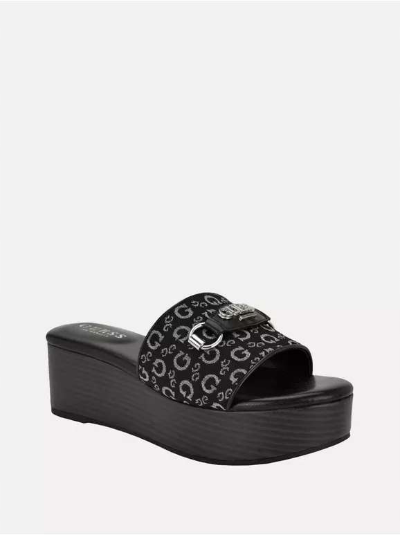 Guess dámské pantofle,nazouváky na platformě Matties černé 38,5
