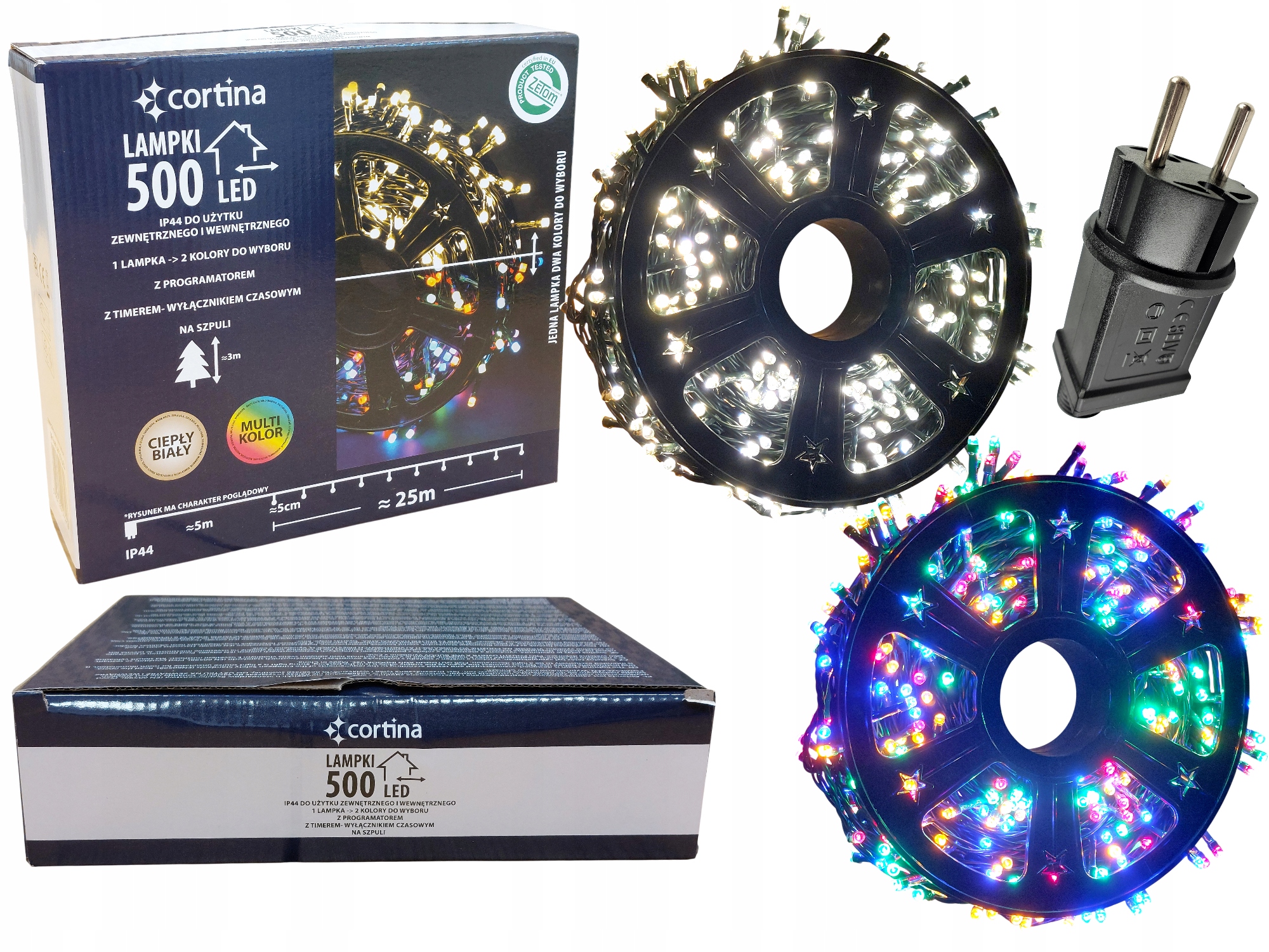 Vánoční Osvětlení Na Stromeček 500 Led IP44 2 Barvy Teplá Bílá Nebo Multi 2v1 Vánoční Stromek