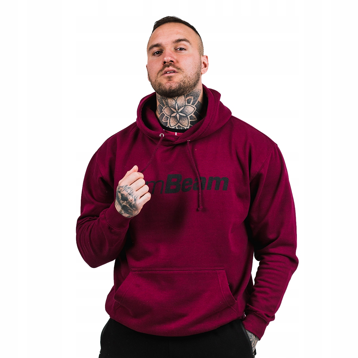 Bluza Męska Z Kapturem Hoodie Kangurka Basic Ciepła GymBeam M burgundowa