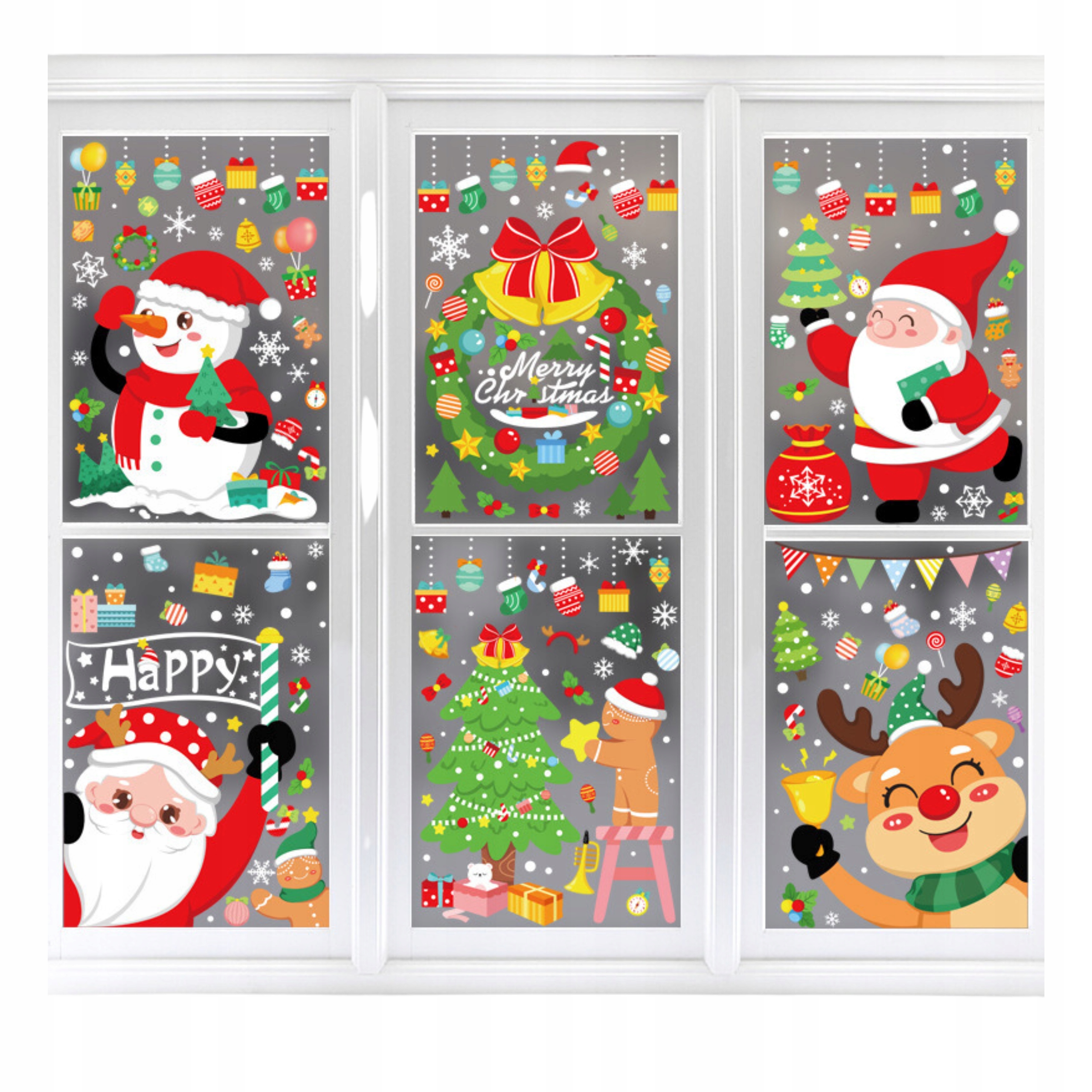 NAKLEJKI ŚWIĄTECZNE BOŻONARODENIOWE OZDOBY NA OKNO SZYBĘ ŚNIEŻYNKI ŚWIĘTA