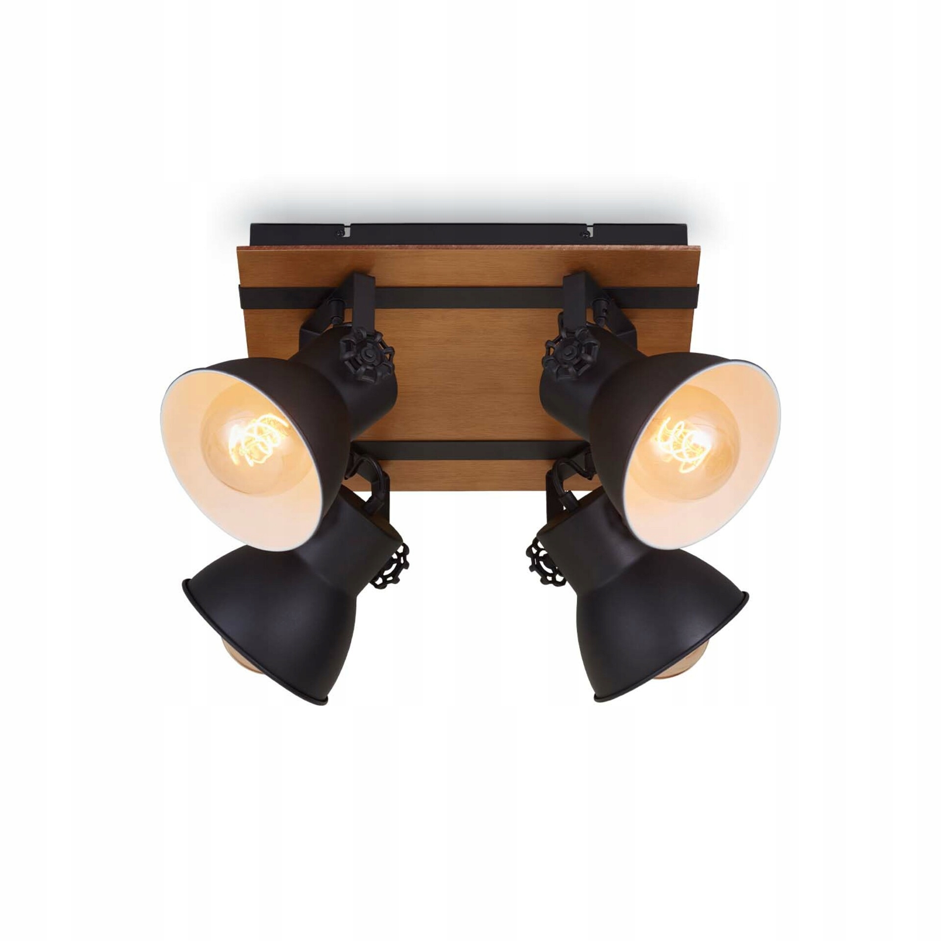 Bodové stropné svietidlo Briloner Tempa 4x E27, čierna drevo, 38 cm