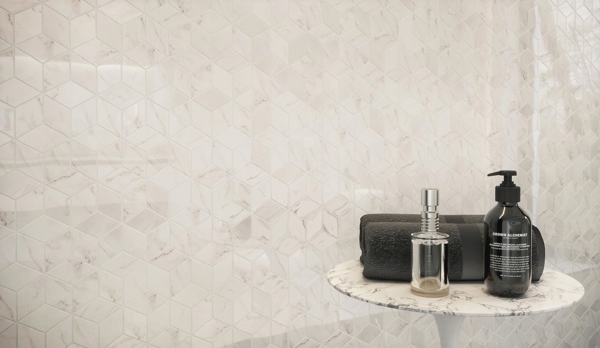 HEKSAGON ROMB mozaika biała carrara Typ mozaika