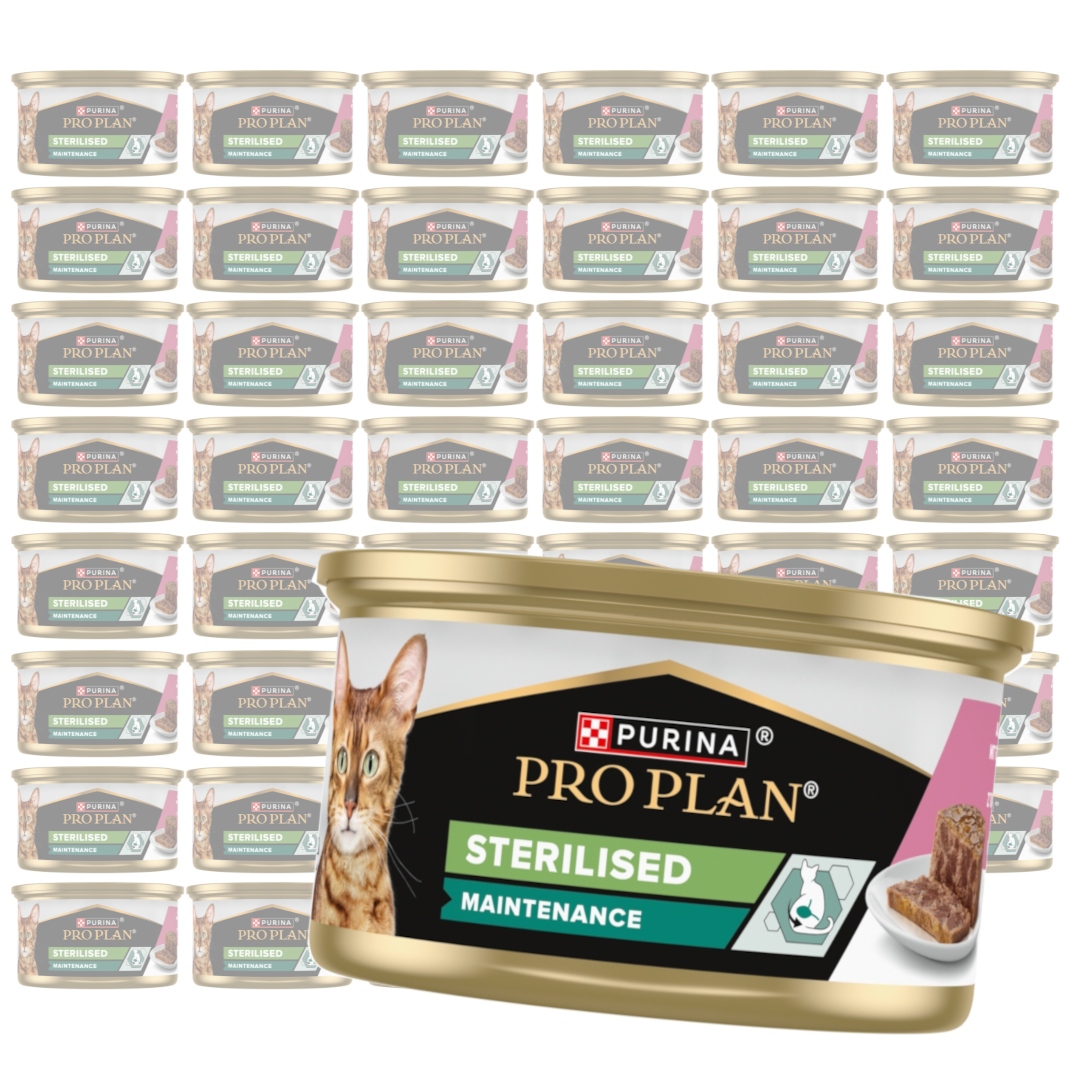 Levně Purina Pro Plan Sterilised 48x85g Krmivo Pro Kočky paštika z lososa a tuňáka