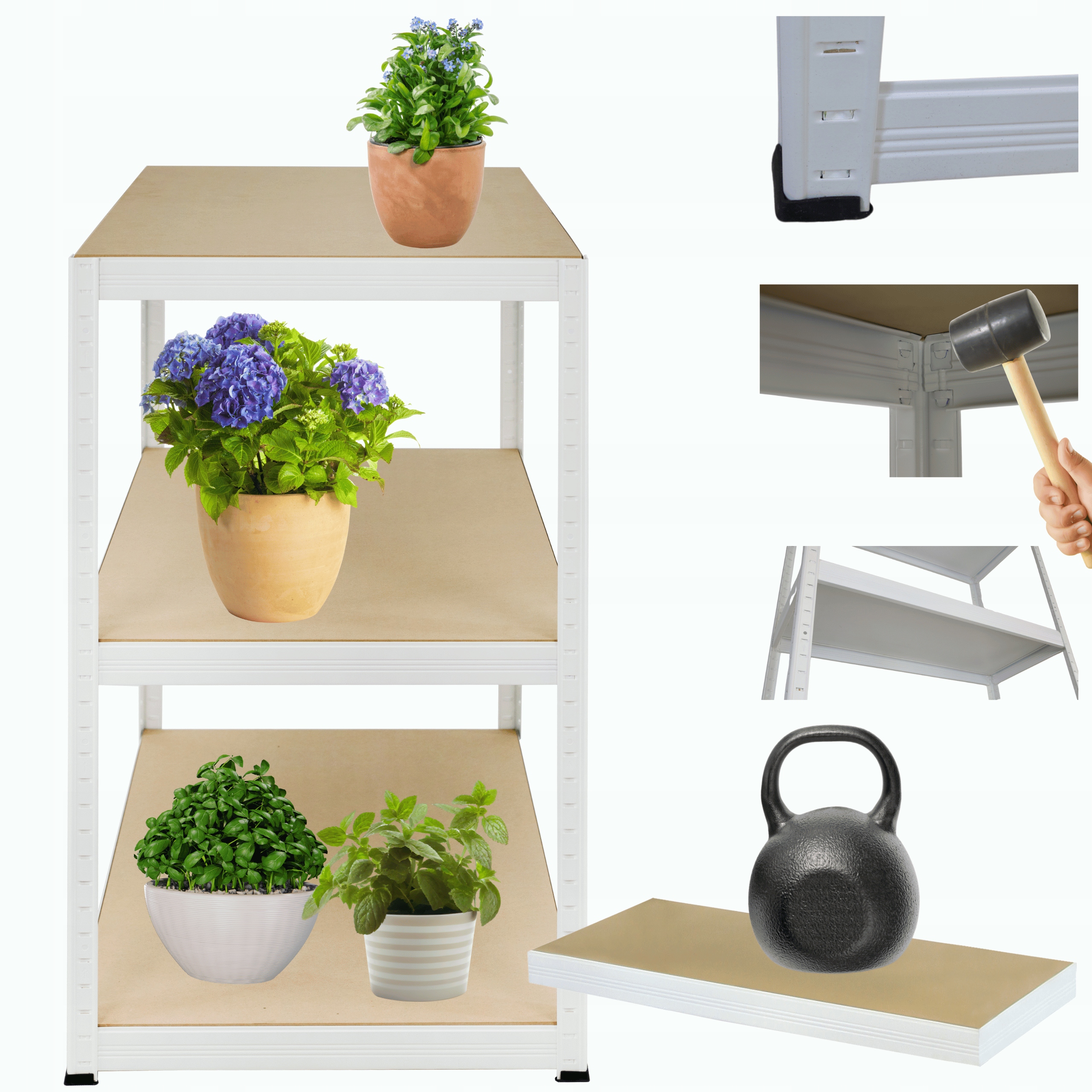 Skladovací regál garážový kovový stojan Helios 106x45x45 cm 3Px175 kg