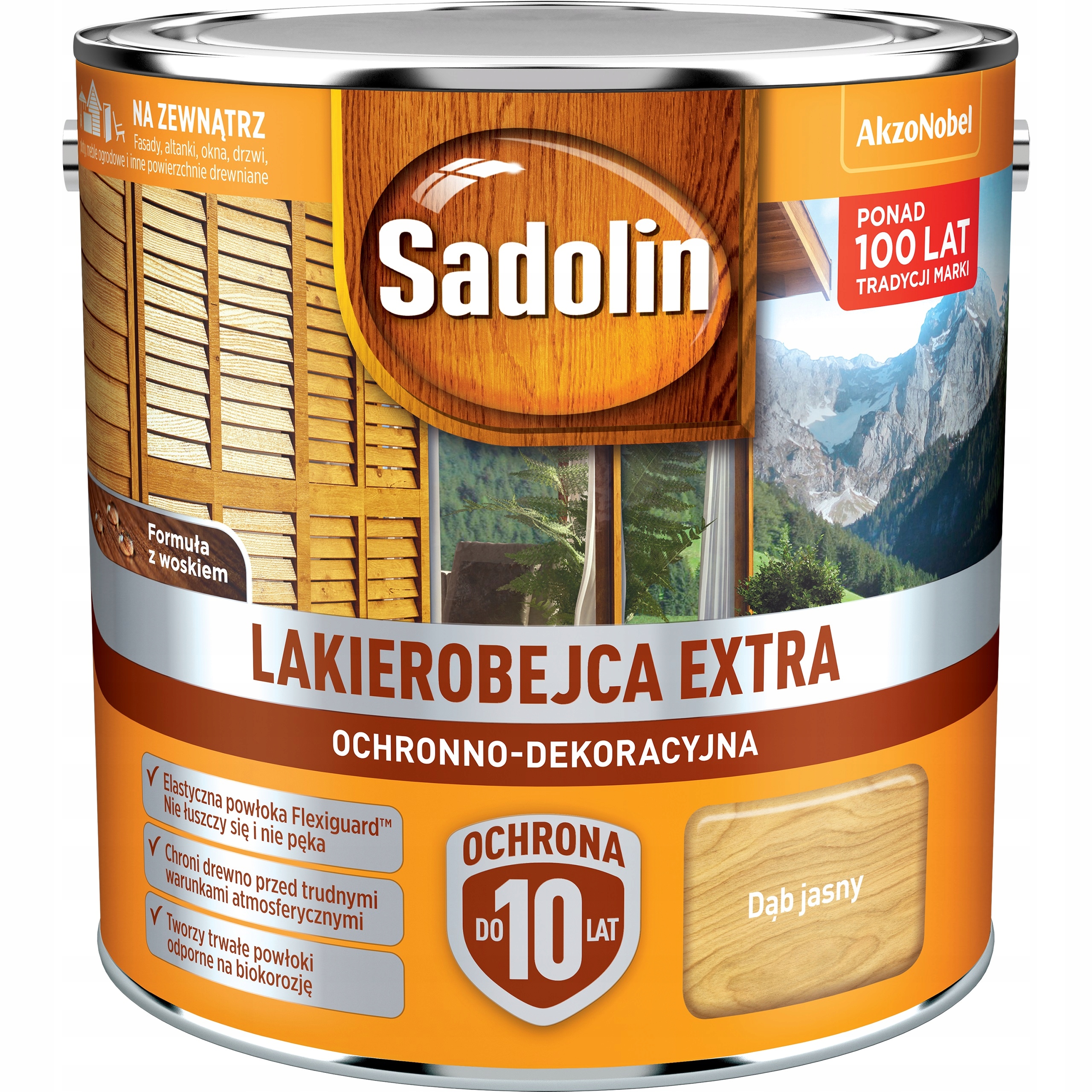 Sadolin Extra Lakierobejca Do Drewna Płotów Okien Elewacji Dąb Jasny 2,5L