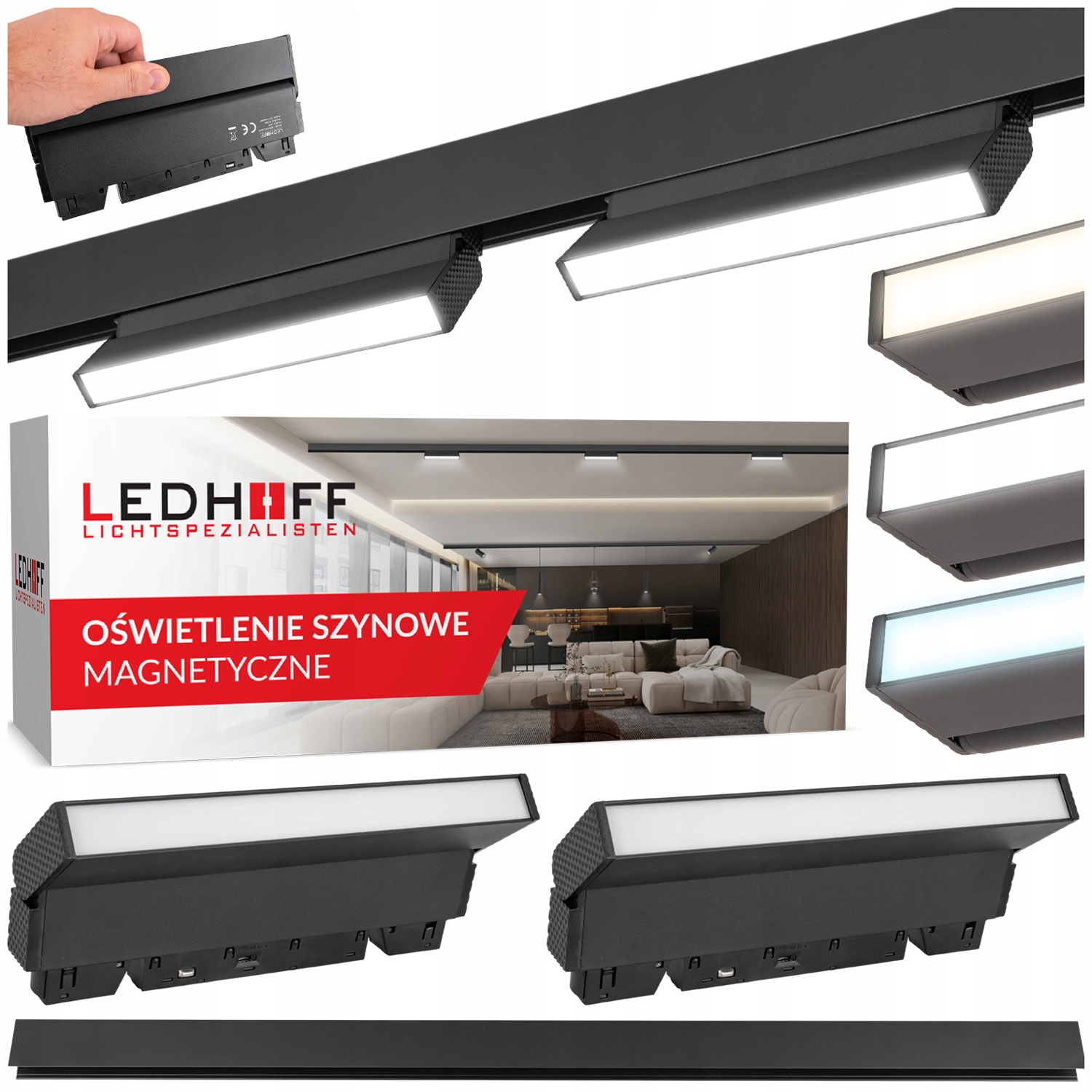 Magnetická Led lišta 2x lineární lampa 12W 3 Barvy Pohyblivá Stmívatelná M20