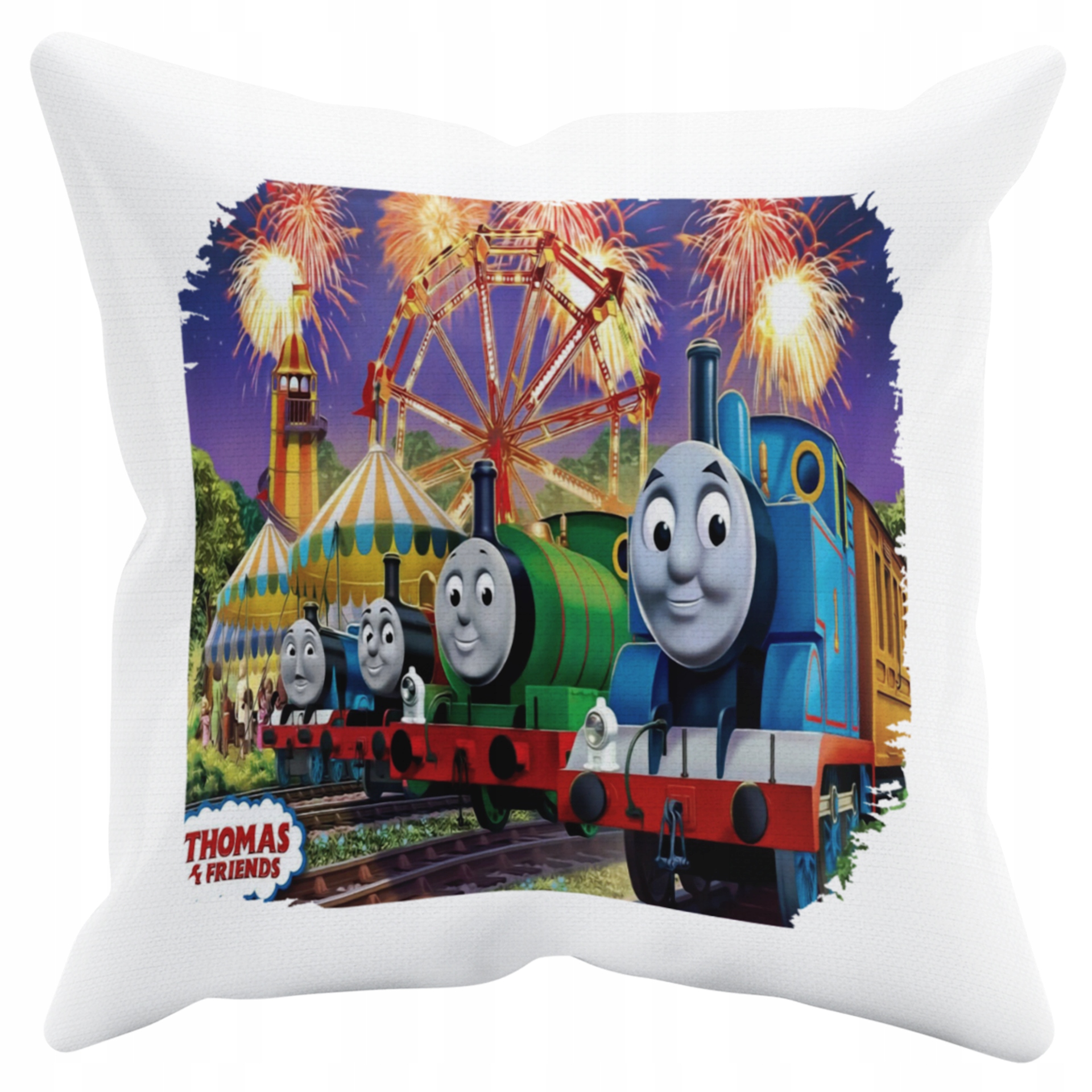 POSZEWKA NA PODUSZKĘ JAŚKA DO PRZEDSZKOLA TOMEK I PRZYJACIELE + IMIĘ GRATIS Kolor dominujący biel