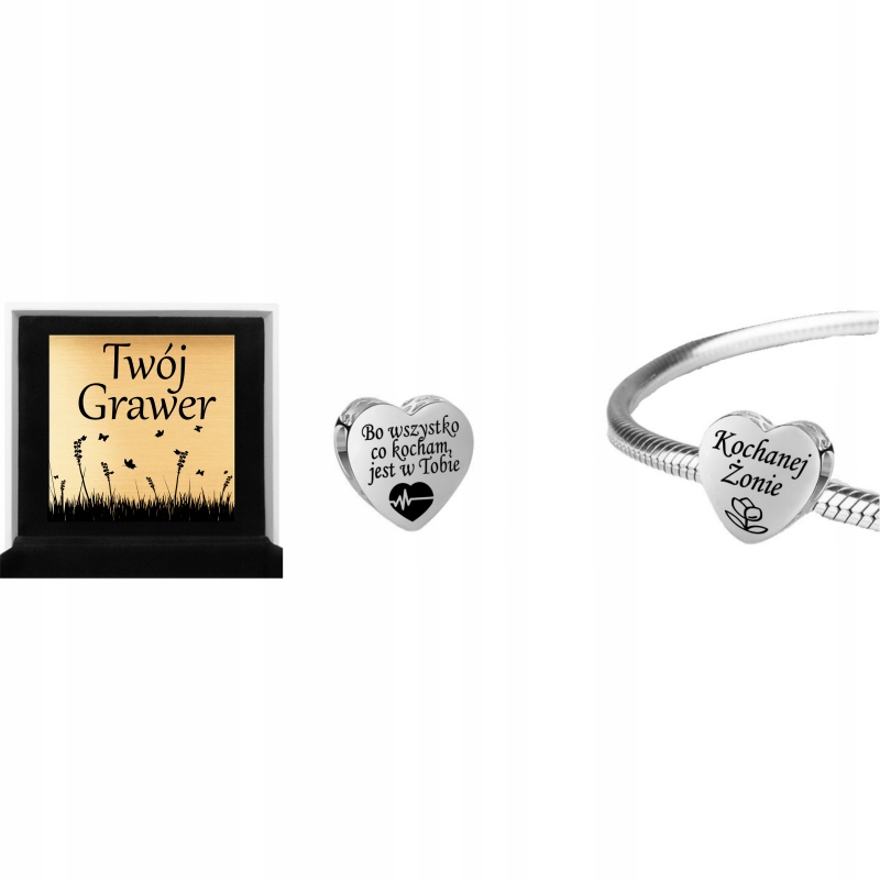 

Charms koralik do pandora srebro 925 + Twój Grawer