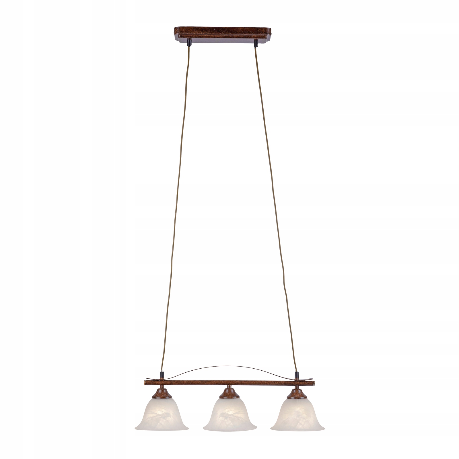 Závěsná lampa v rustikálním stylu, 3-bodová, rezavé sklo