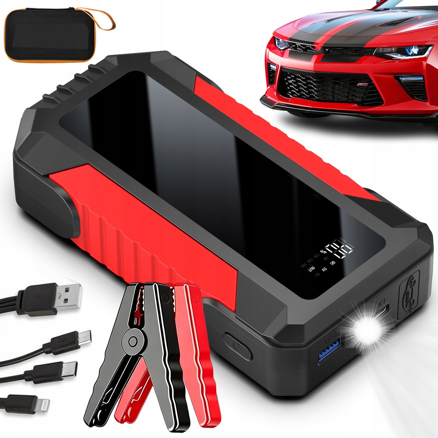 6000MAH Rozrusznik Samochodowy Urządzenie Autostartowe Powerbank Awaryjny